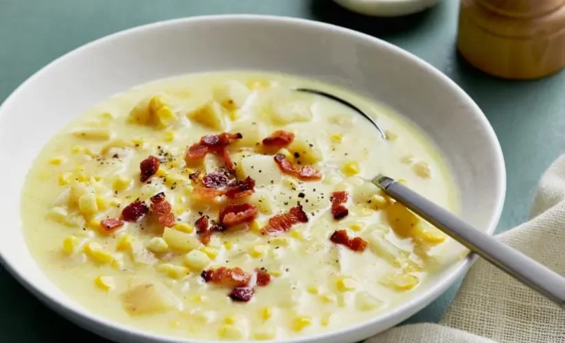 White-Cheddar Corn Chowder- Whole Living Eat Well