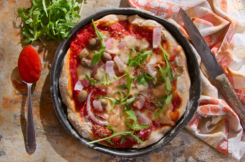 Whole-wheat pizza with Artichokes and Pecorino