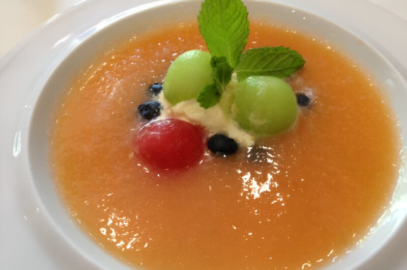 Chilled Cantaloupe Soup with Tarragon Syrup