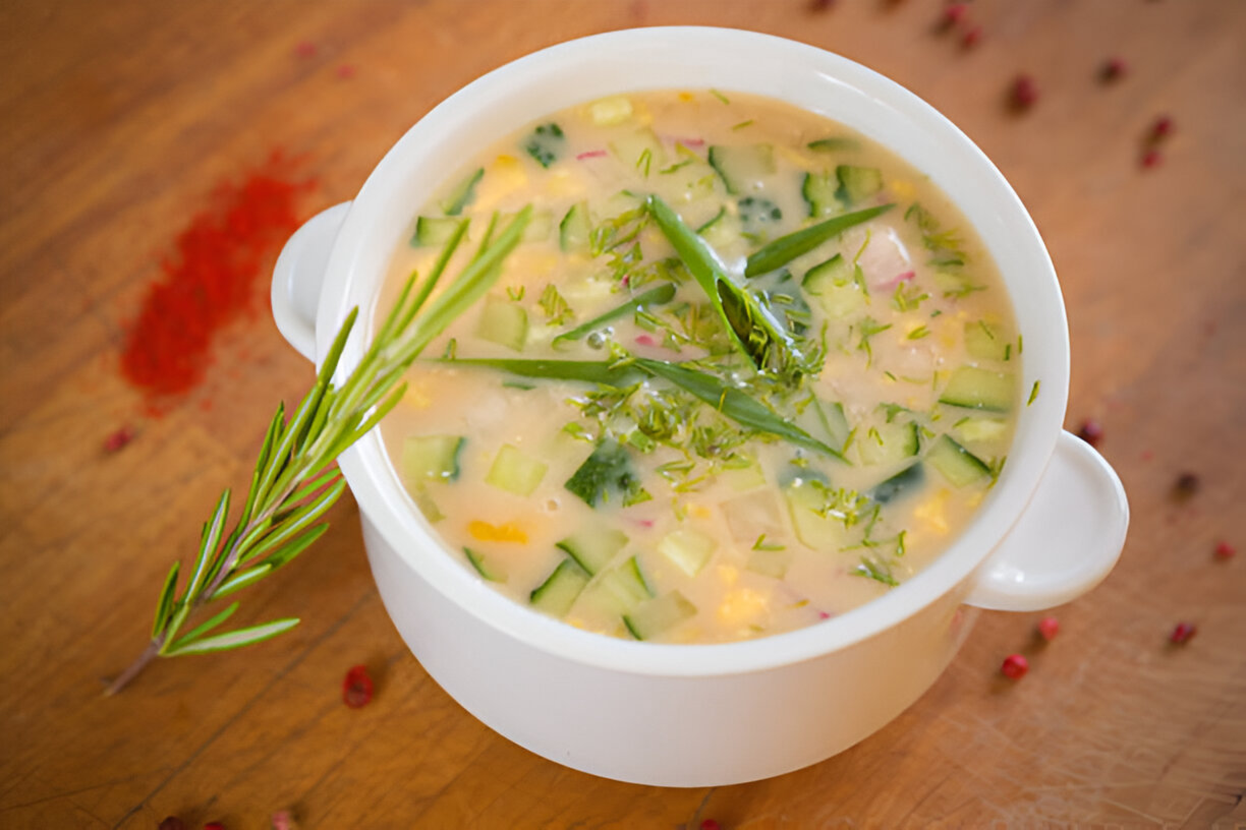 Chilled Cantaloupe Soup with Tarragon Syrup