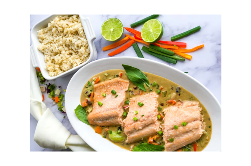 Wild Salmon in Green-Curry Broth