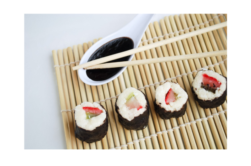 Cold Fruit Sushi with Honey Dipping Sauce