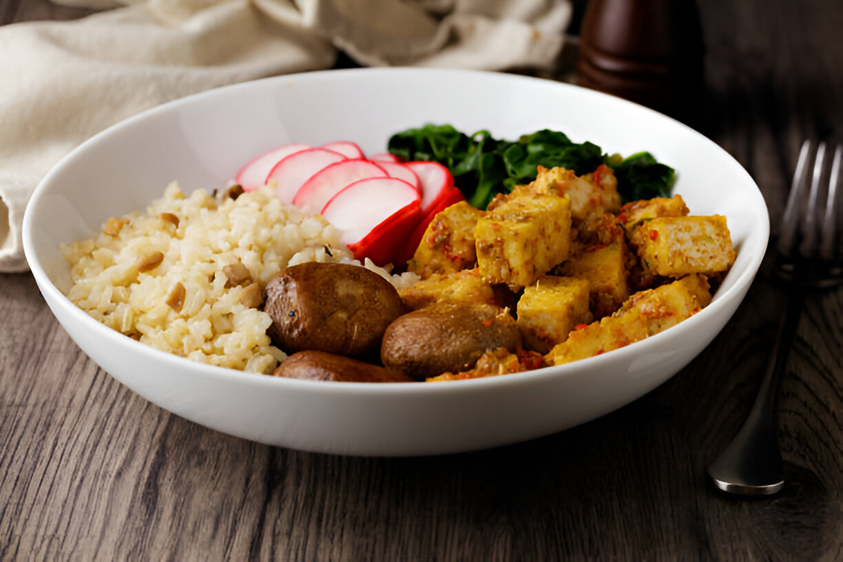 Spinach, Tofu, and Brown Rice Bowl | Whole Living