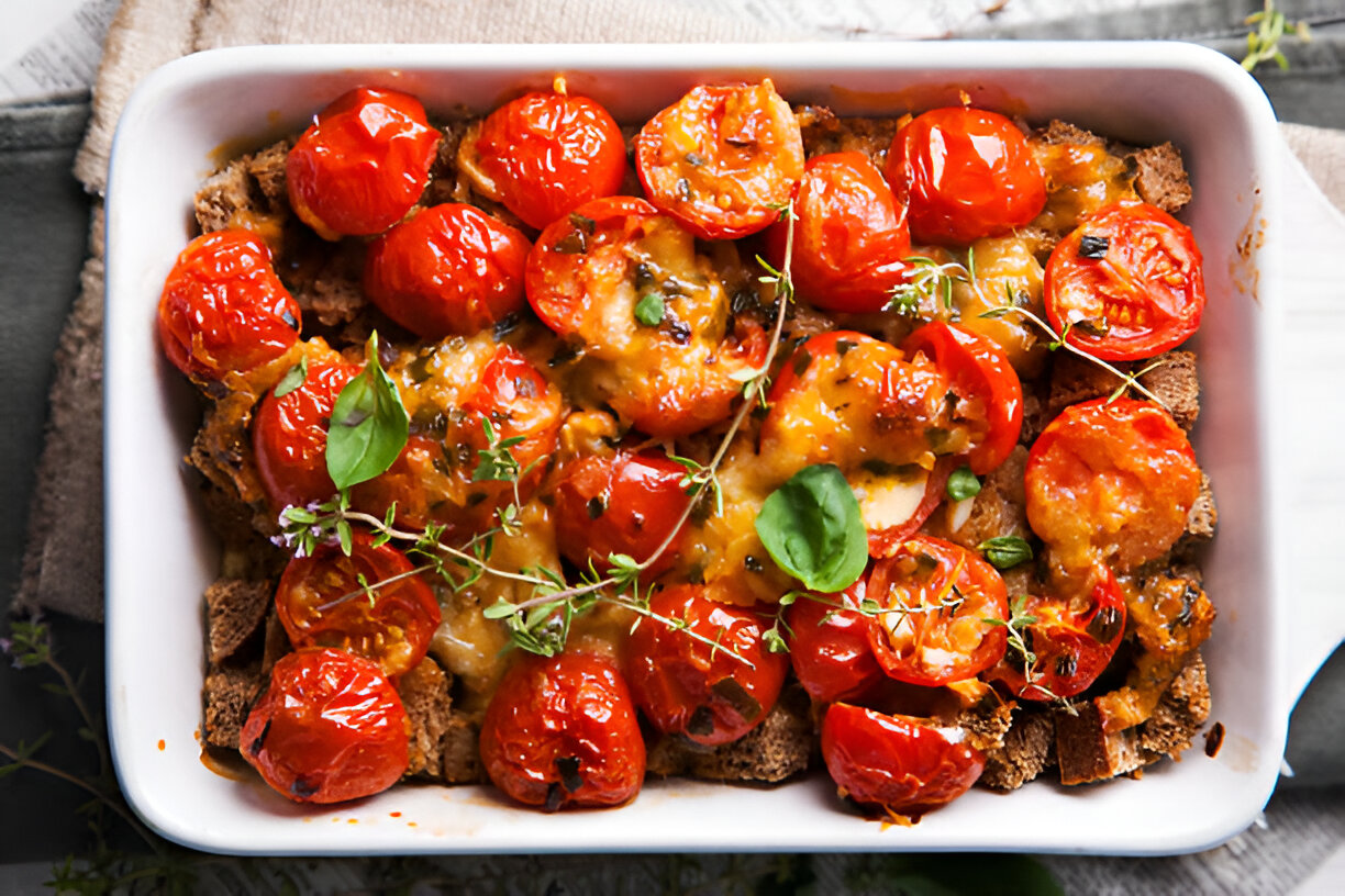 Roasted Cherry Tomato Clafoutis – Whole Living Eat Well