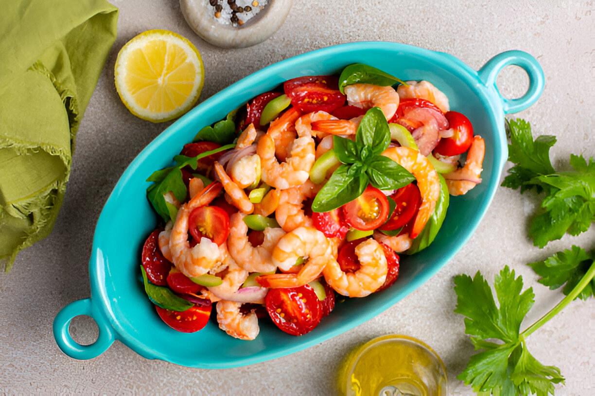 Grilled Shrimp with Peppers, Tomatoes, and Chimichurri Recipe