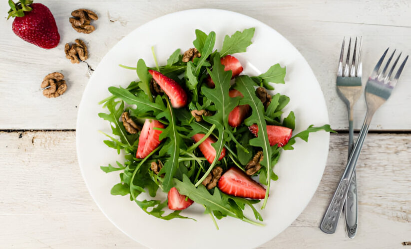 Arugula, Frisee, and Red-Leaf Salad with Strawberries- Whole Living Eat Well