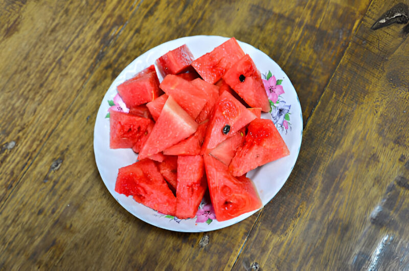 Watermelon Squares in Campari