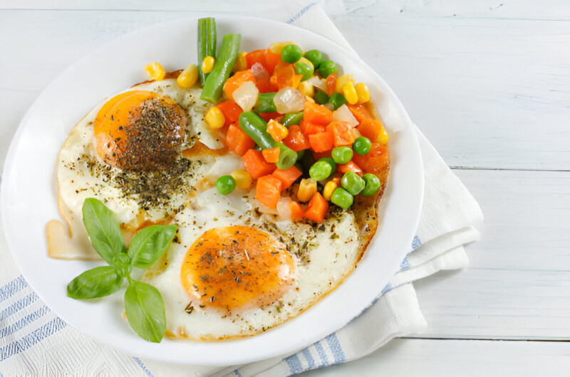 Fall-Vegetable and Quinoa Hash with Poached Eggs