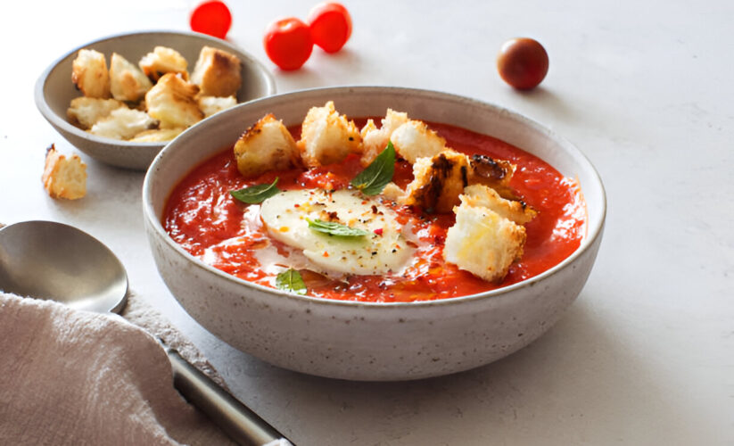 Tomato Soup with Mozzarella Croutons | Whole Living Eat Well