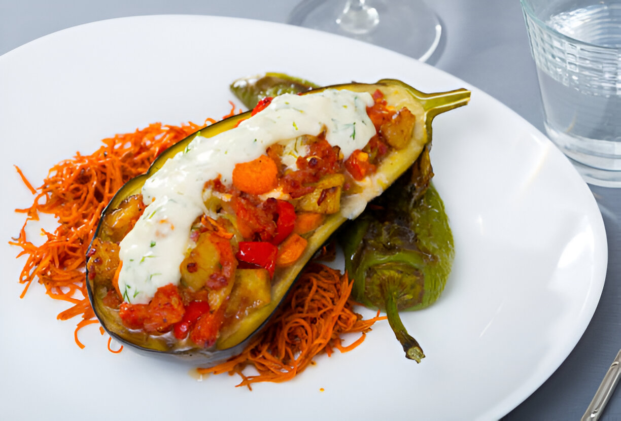 Stuffed Poblano Peppers in a Chipotle Sauce