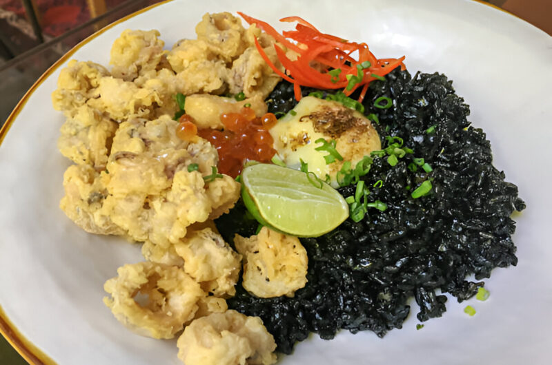 Fried Black Rice With Ginger Tofu and Spinach