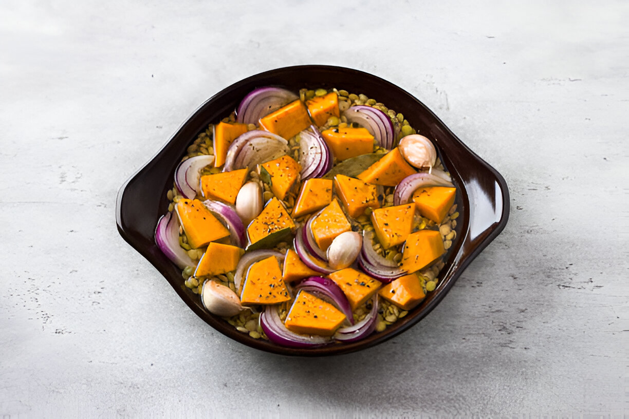 Roasted Fall Vegetables with Lentils