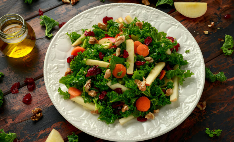 Raw Kale Salad with Pomegranate and Toasted Walnuts – Whole Living Eat Well