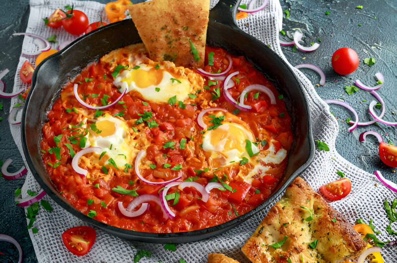 Tomato Soup with Poached Eggs