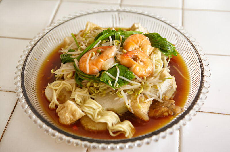 Asian Broth with Poached Shrimp, Scallops, and Soba Noodles