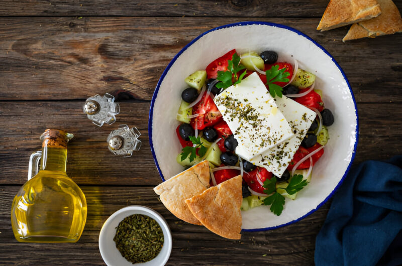 Roasted Pepper, Feta, and Basil Bruschetta