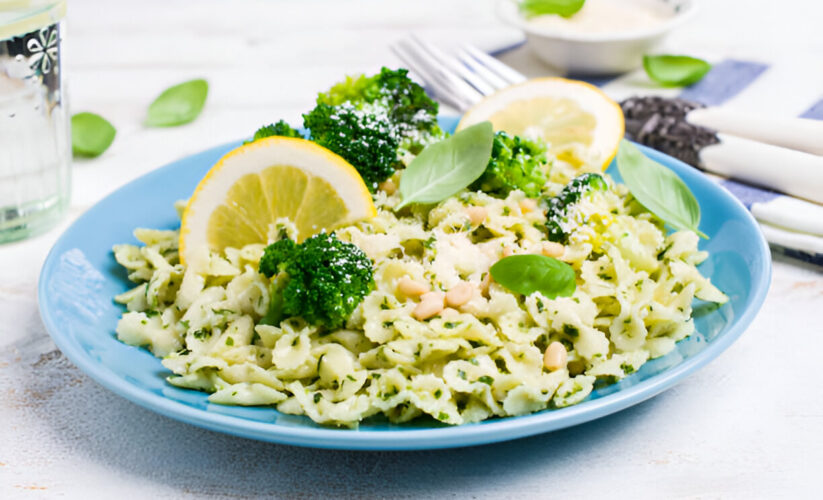 Rice Noodles with Broccoli-Almond Pesto – Whole Living Eat Well