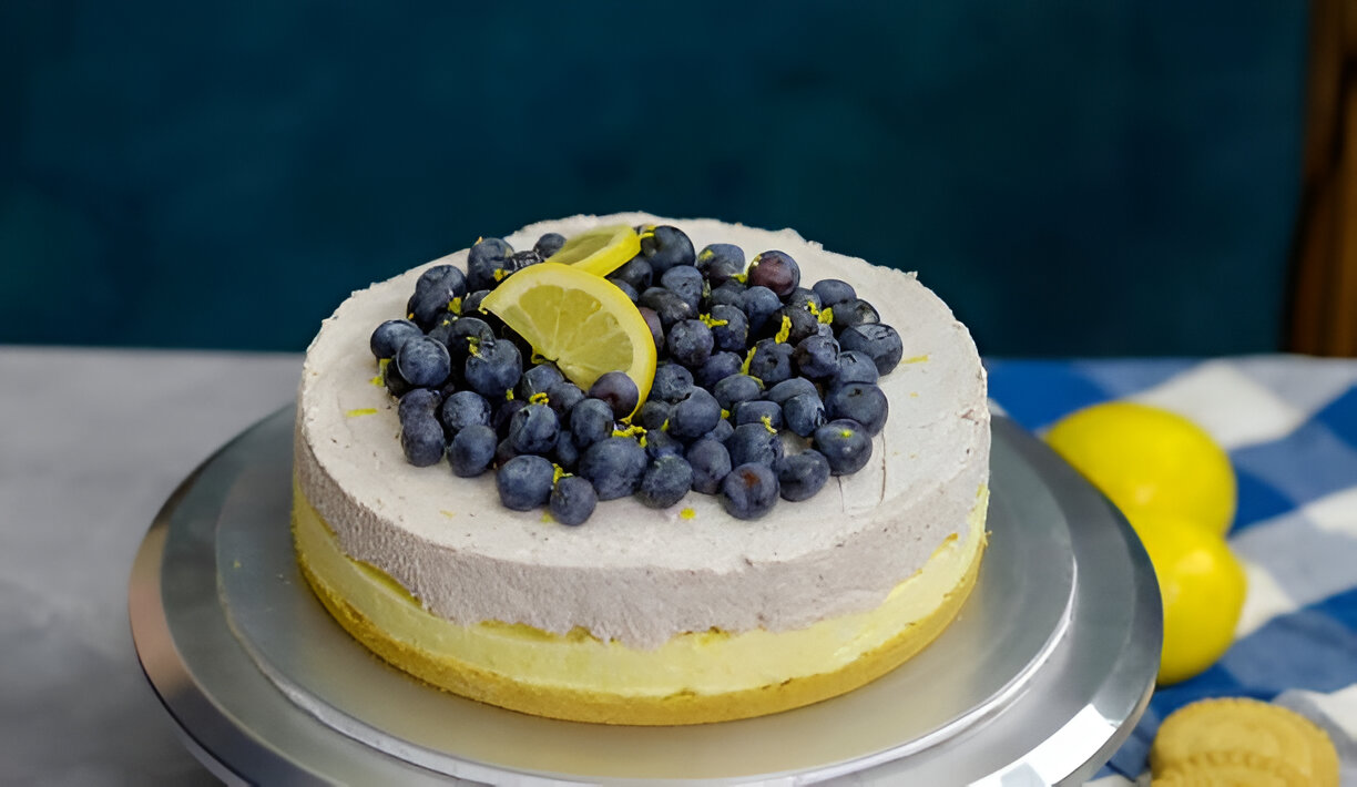 Lemon Layer Cake with Curd and Blueberries