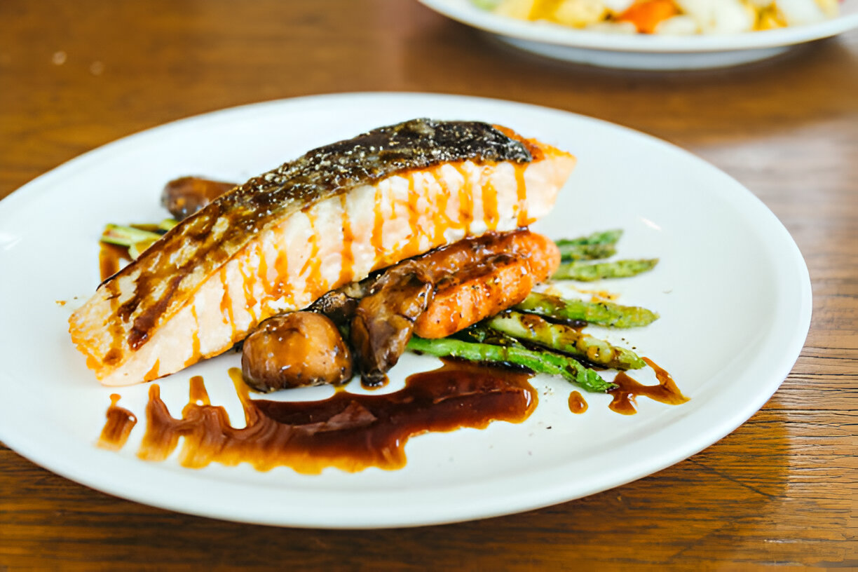 Wasabi Salmon with Miso-Sesame Sauce