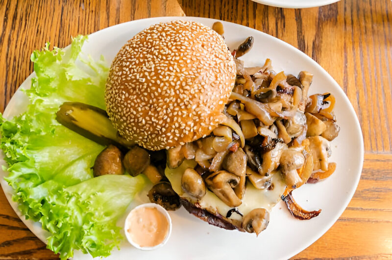 Grilled Mushroom Burger with White Bean Spread