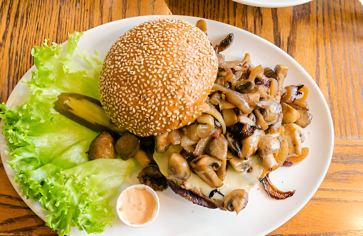 Grilled Mushroom Burger with White Bean Spread | Whole Living Eat Well