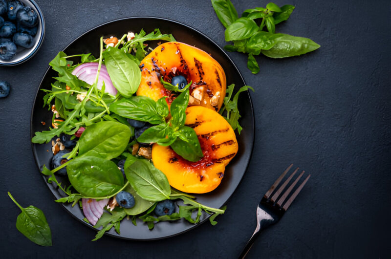 Peaches, Basil, and Red Onion