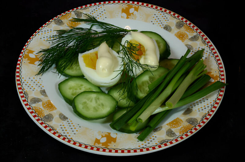 Deviled Eggs with Cucumber, Dill, and Capers