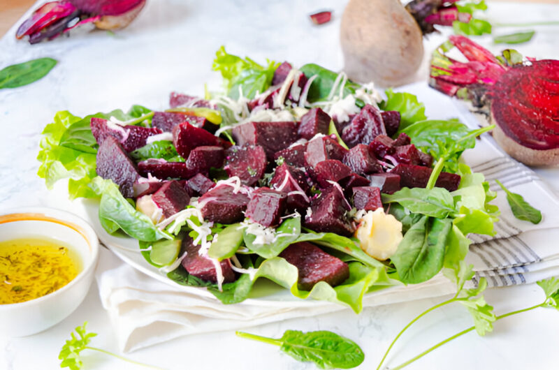 Roasted Beets with Edamame and Arugula