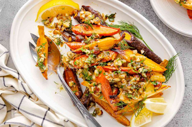 Roasted Sweet Peppers and Carrots with Orange and Hazelnuts