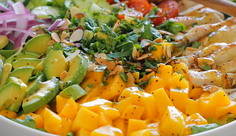 Grilled Chicken with Mango, Bell Pepper, and Avocado