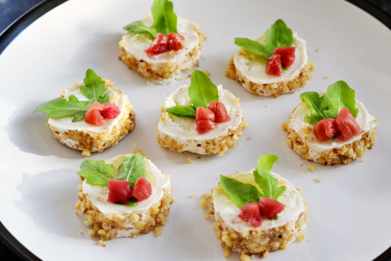 Goat Cheese, Cranberry, and Walnut Canapes