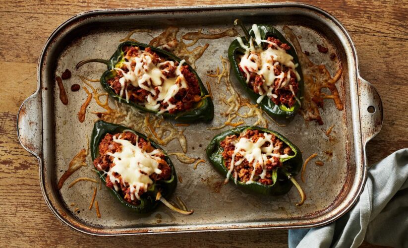 Stuffed Poblano Peppers in a Chipotle Sauce