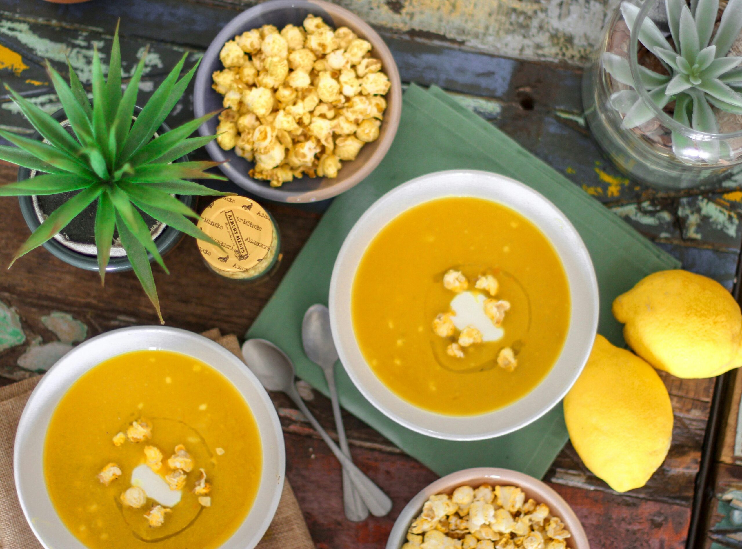 Yellow Lentil Soup with Cilantro Chutney