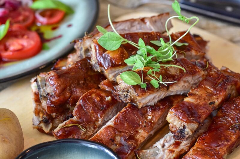 Grilled Pork Cutlets with Watermelon-Cucumber Salad