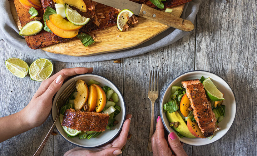 Grilled Salmon and Bok Choy with Orange-Avocado Salsa – Whole Living Eat Well