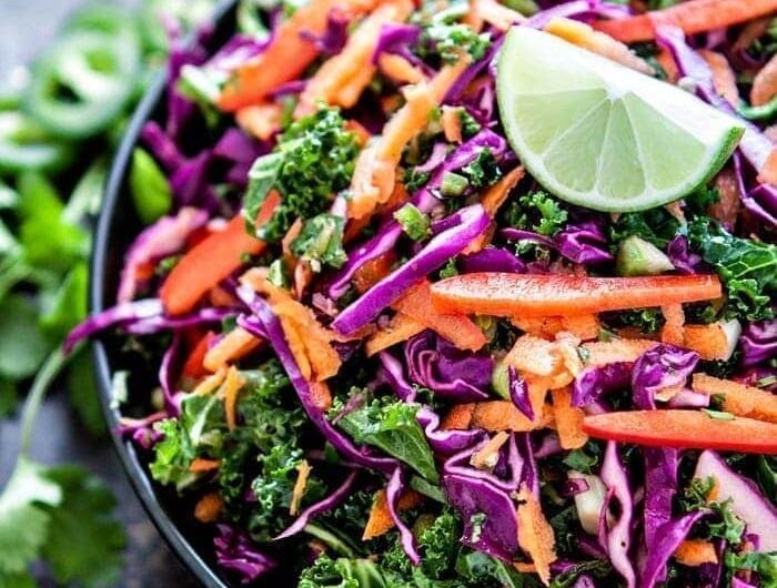 Kale Slaw with Red Cabbage and Carrot