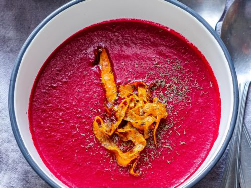 Roasted Garlic-Beet Soup