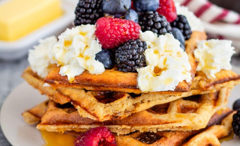 Whole Grain Waffles with Fresh Fruit and Whipped Cream | Whole Living Eat Well