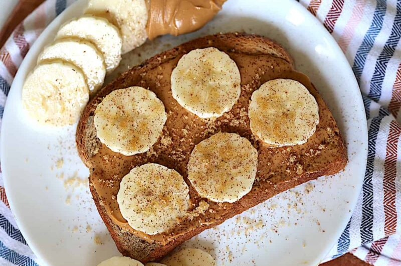 Peanut Butter and Banana Toast on Whole-Grain Bread