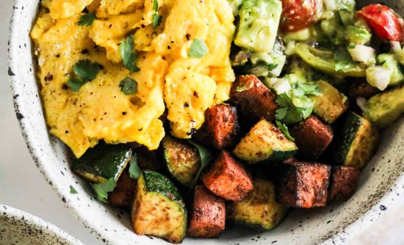 Sweet Potato Breakfast Bowl with Scrambled Eggs and Black Beans | Whole Living Eat Well