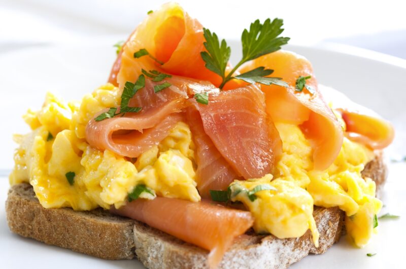 Scrambled Eggs with Smoked Salmon and Whole-Grain Toast