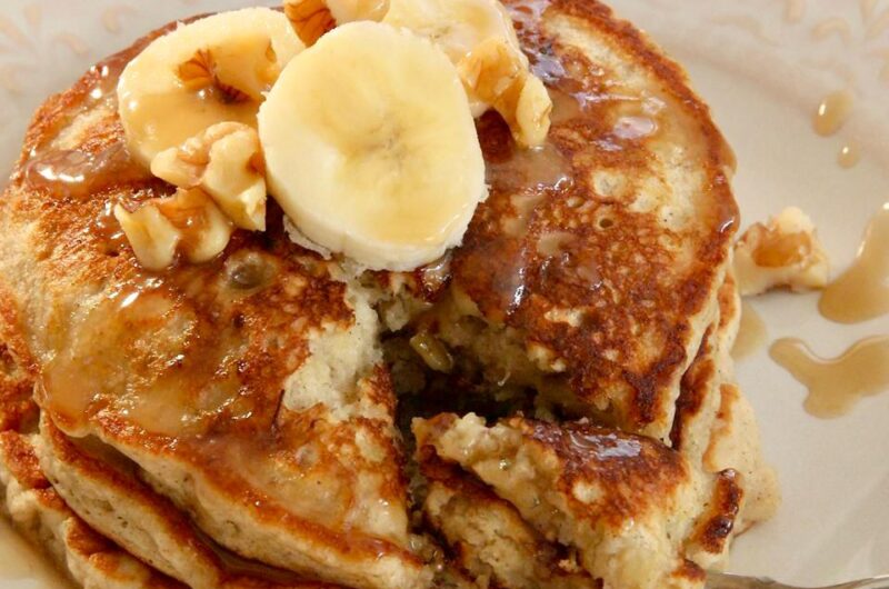 Pancakes with Almond Butter and Banana Slices