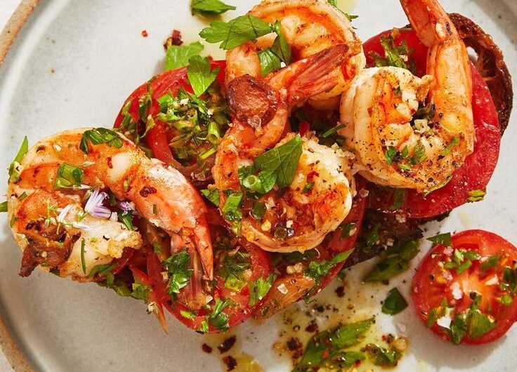 Ginger Shrimp with Charred Tomato Relish